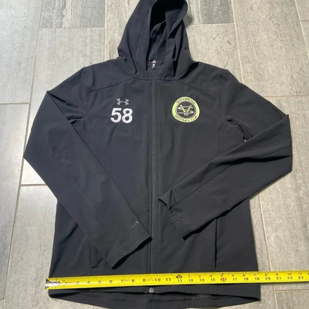 Under Armour Storm Rain Jacket Hooded Loose Fit Water-Resistant Black Youth XL